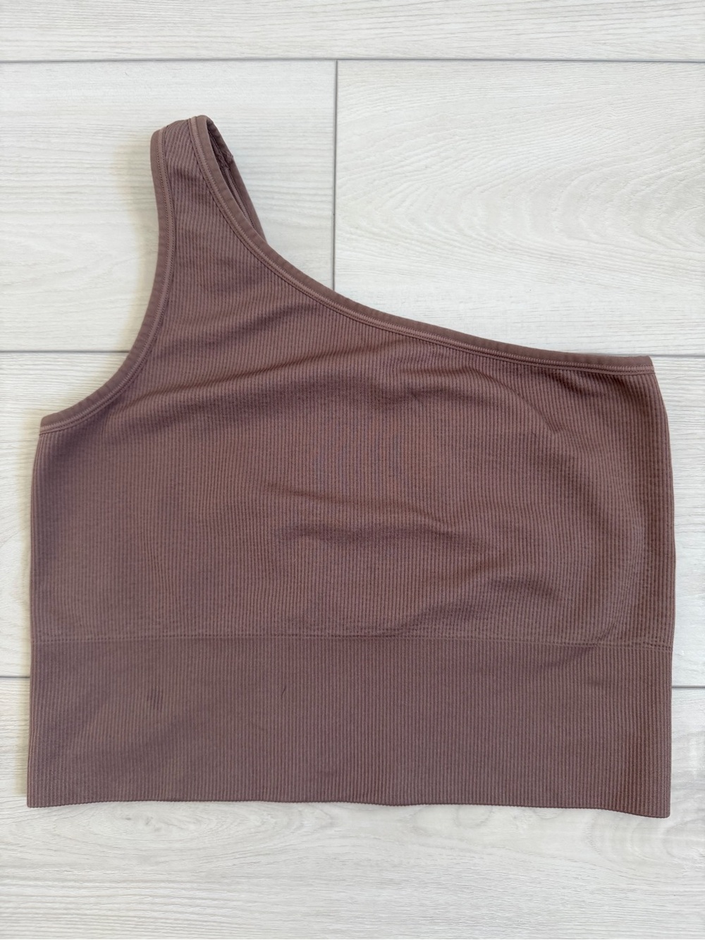 Athleta One-Shoulder Ribbed Crop Top - light Brown